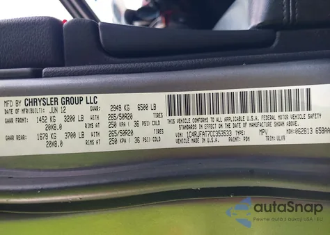 2012 Jeep Grand Cherokee Laredo из США, поврежденный, VIN 1C4RJFAT7CC353533